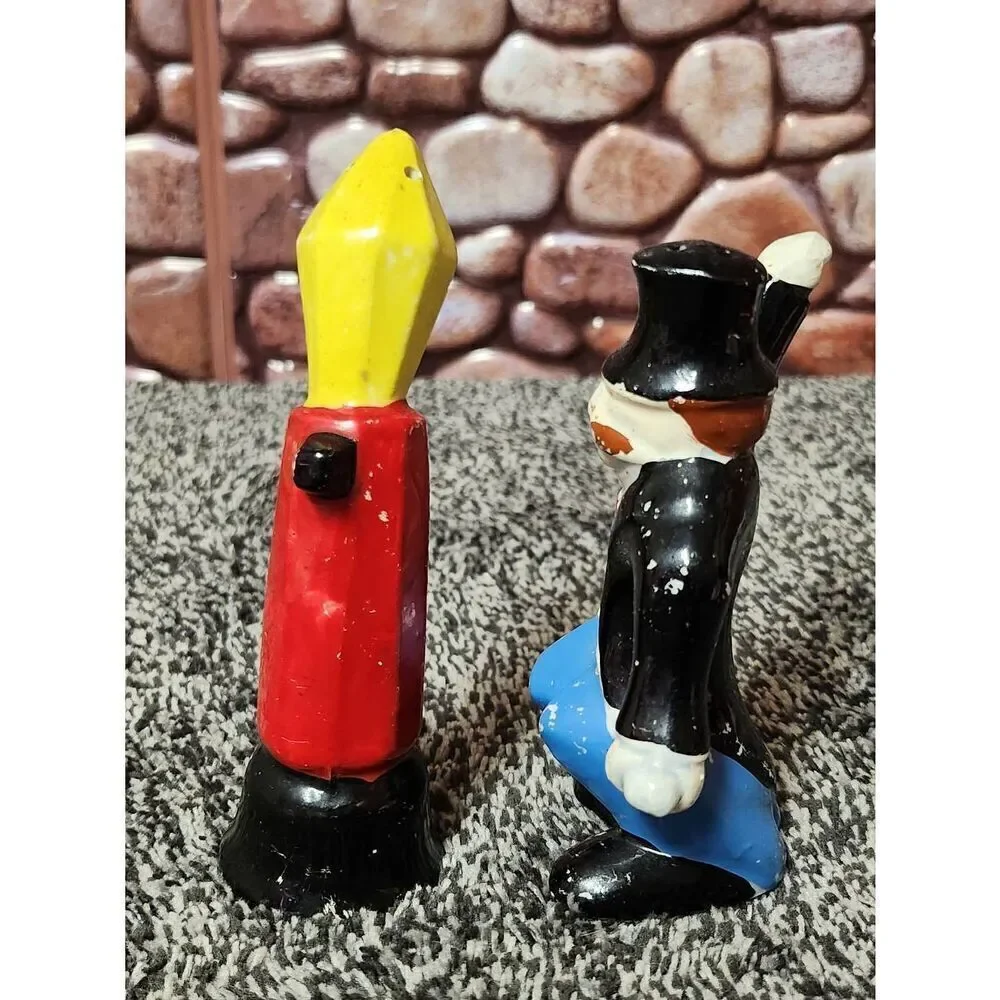 Vintage Hand Painted Hobo and a Light Pole Salt and Pepper Shakers -Rare